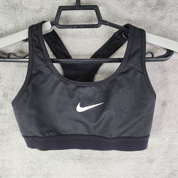 Womens Black Nike Dri-Fit Sports Bra Racerback Medium Support Size XS - Picture 2 of 7